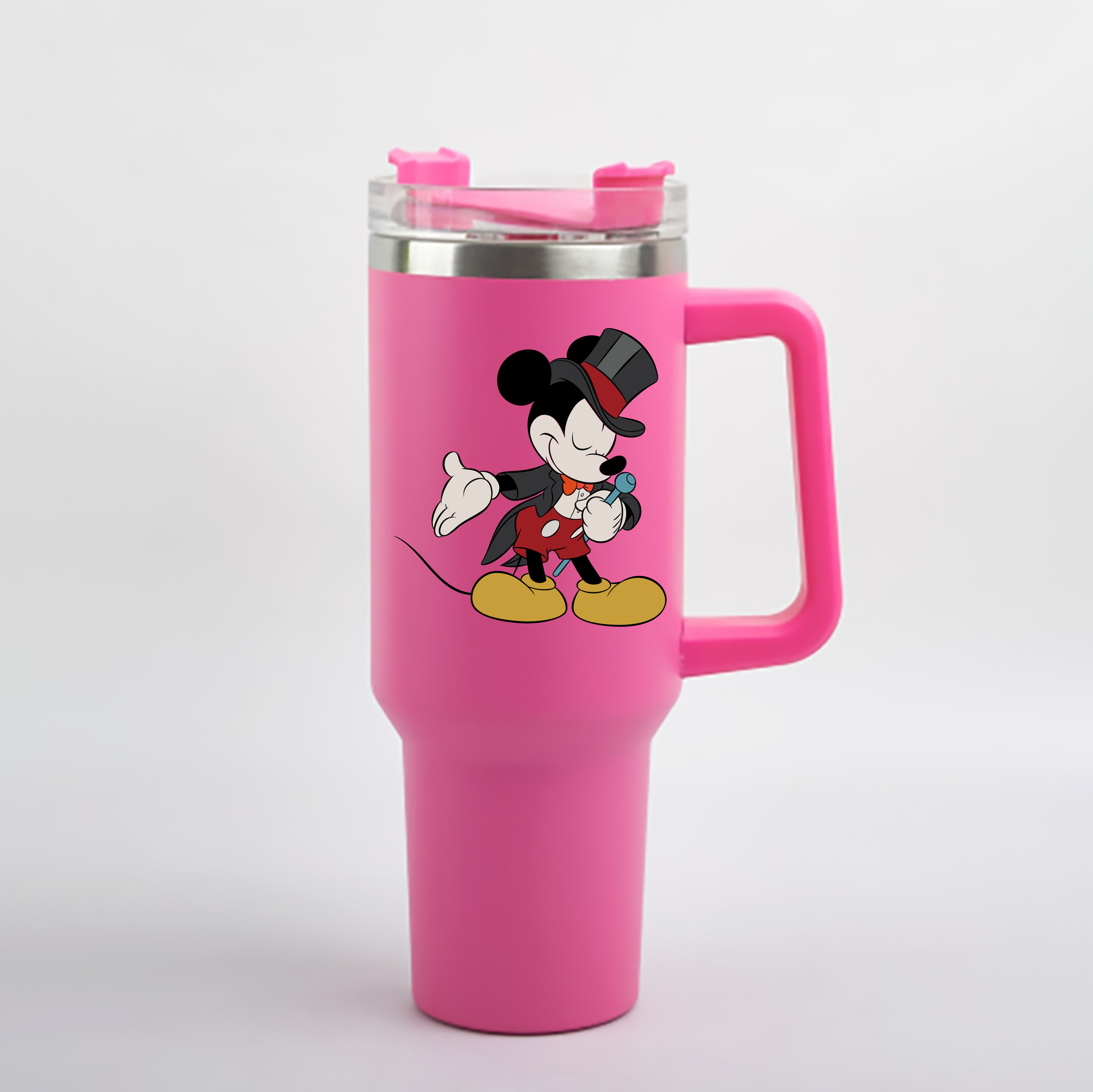 （画像用） ミッキーマウス Mickey Mouse 1200mL車用タンブラー - クリスタルステッカー（プラスチックストロー付き）